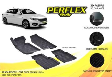 Perflex 3D X-Mat Havuzlu Paspas Çeşitleri Bej Fıat Egea Sedan 2016+ 3D X-Mat 5 Pcs