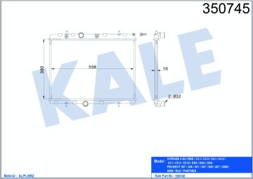 MOTOR SU RADYATORU P301 C ELYSEE P2008 P1007 P207 P208 C2 C3 II C3 PICASSO C3 C3 III 1,6HDI 16V (380×538×16)