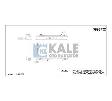 RADYATÖR SU B-2500 97-05 / BT-50 05=> 4x4 / FORD RANGER 96-06 / 06=> 4x4 26mm M-T BRAZING