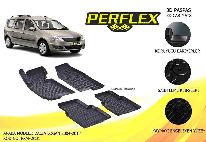Perflex 3D X-Mat Havuzlu Paspas Çeşitleri Bej Dacıa Logan 2004+ 2004+ 3D X-Mat 5 Pcs