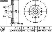 FREN DISKI ON HAVALI (255-4)-(TOYOTA: COROLLA 93>02 ''1.6-1.3 AE100-AE101 INJ. AE111'' )