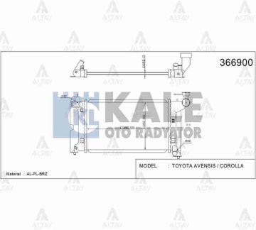 RADYATÖR SU COROLLA 02-07 / AVENSIS 03-08 3ZZ M-T 16mm BRAZING