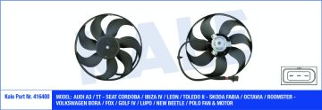 FAN MOTORU VW A3 / TT - CORDOBA / IBIZA IV / LEON / TOLEDO II - FABIA / OCTAVIA / ROOMSTER - BORA / FOX / GOLF IV / LUPO / NEW BEETLE / POLO 150/80W 345MM FAN-MOTOR