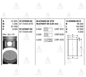 PİSTON SEGMANLI B-2500 ÇELİK 050