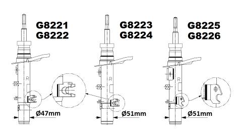 ÖN AMORTİSÖR SAĞ P208 12=> (GAZLI) (47 CM)