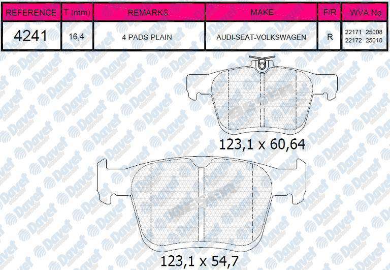 FREN BALATASI ARKA WVA 25008 GOLF VII A3 1.2 1.4TFSI 1.6TDI 2.0TDI 12>