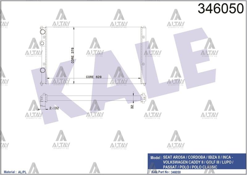 RADYATÖR SU POLO 97-01 AEE-AHW 1.4-1.6 KLİMALI BRAZING
