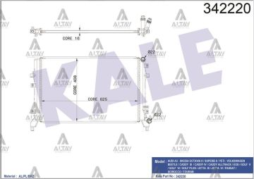 RADYATÖR SU GOLF5 / JETTA / PASSAT / A3 / LEON 04-13 CAXA-CBZB-CBZA 1.2 TSI-1.4 TSI BRAZING