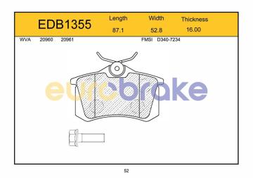 Arka Balata Fluence-Mgn 2-3-207-308-307-Partner-C3-C4-Bora-Passat 97>Golf Iv-V (87X52.9X17) Gdb1330-Fdb1083-Lp565