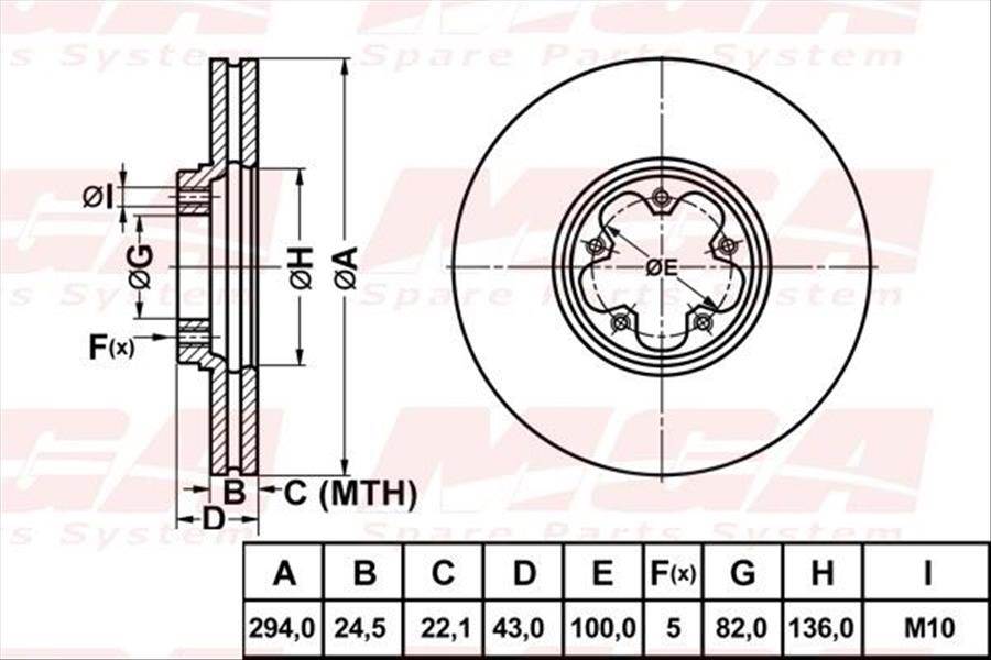FREN DISK ON HAVA KANALLI 294-5 ( FORD: TRANSIT V184 00 -  )