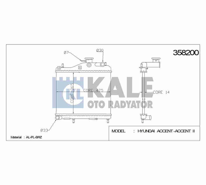 RADYATÖR SU ACCENT 03-06 1.5 DİZEL 3CYL M-T BRAZING
