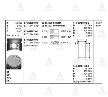 SEGMAN BONGO 97-04 / PREGIO 96-05 2.7 STD