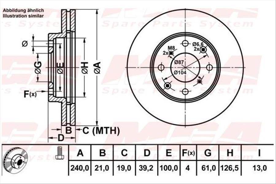 FREN DISK ON HAVA KANALLI 240-4 ( HONDA: JAZZ II 02 - 08 / HONDA: CITY 05 - 10)