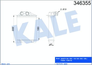 KALORIFER RADYATORU FIAT 500C FIAT 500 FIAT 500L PANDA FORD KA 1,2 / 1,3 / 1,4