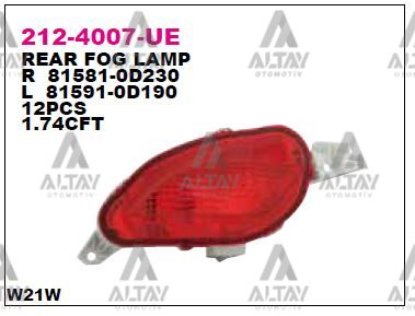 SİS LAMBASI YARIS 14=> ARKA SOL