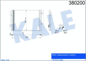 KLIMA RADYATORU ACCENT BLUE 1.4 BENZINLI 2011> RIO 1.4 2011> (530×371×16)