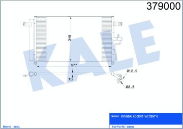 KLIMA RADYATORU KOMPLE ACCENT 1.5 1.6 2000 2005 (571×353×17)