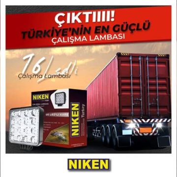 CALISMA LAMBASI 16 LEDLI KARE 12V 24V