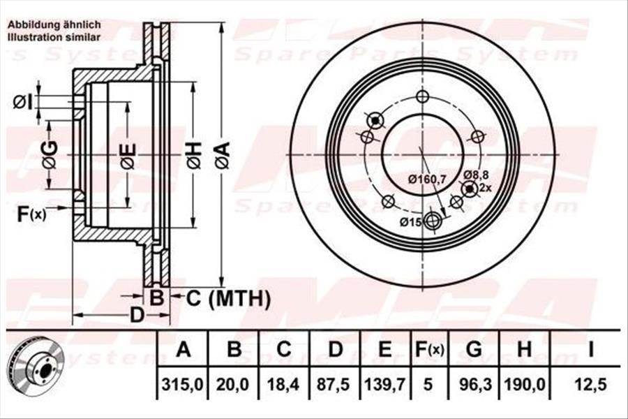 FREN DISK ARKA DUZ 315-5 (KIA: SORENTO 02 - 10 )