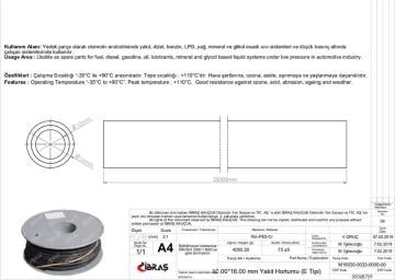 İÇTEN ÖRGÜLÜ BENZİN YAKIT HORTUMU 10.0 mm x 16.0 mm (NBR-CR-E TİPİ-MAKARALI)