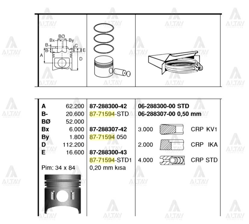 PİSTON SEGMANLI CANTER 659 050