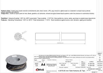 İÇTEN ÖRGÜLÜ BENZİN YAKIT HORTUMU 4.0 mm x 9.0 mm (NBR-CR-E TİPİ-MAKARALI)