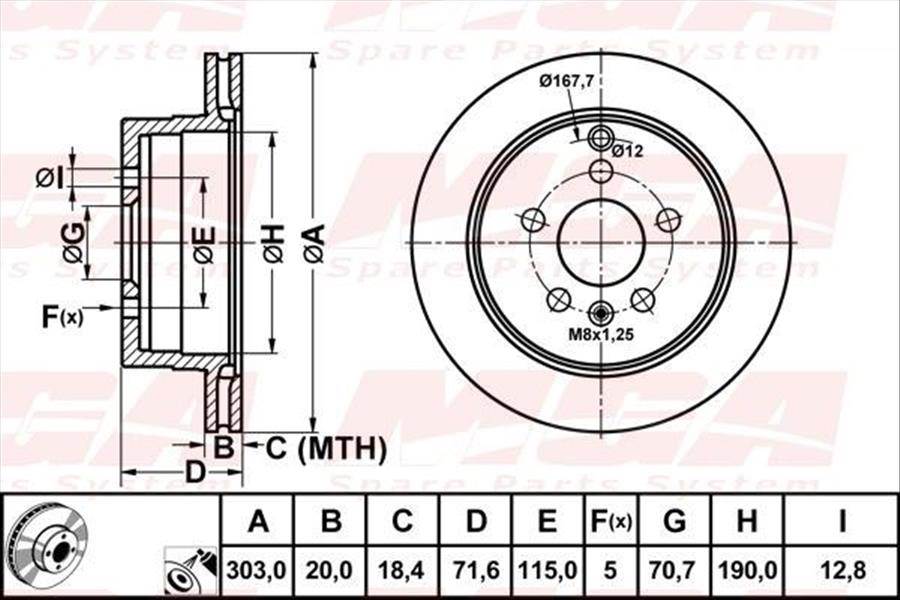 FREN DISK ARKA HAVA KANALLI 303-5 ( CHEVROLET: CAPTIVA 06 -  / OPEL: ANTARA 07 - 12)