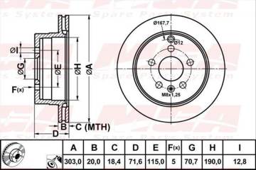 FREN DISK ARKA HAVA KANALLI 303-5 ( CHEVROLET: CAPTIVA 06 -  / OPEL: ANTARA 07 - 12)