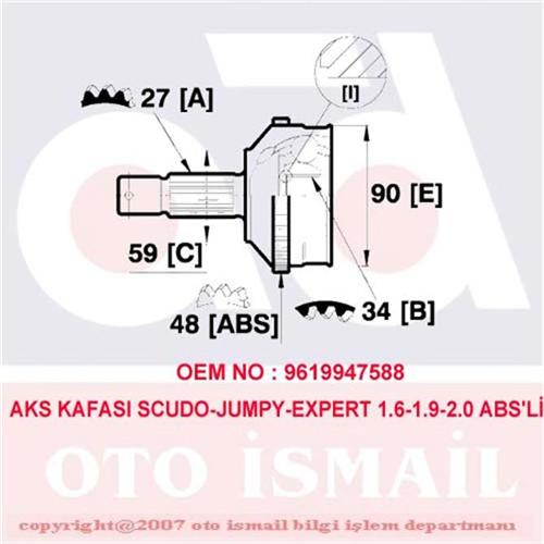 Aks Kafası Dış Scudo-Jumpy-Expert 1.6-1.9-2.0 95=> Abs'Li (15-1222)