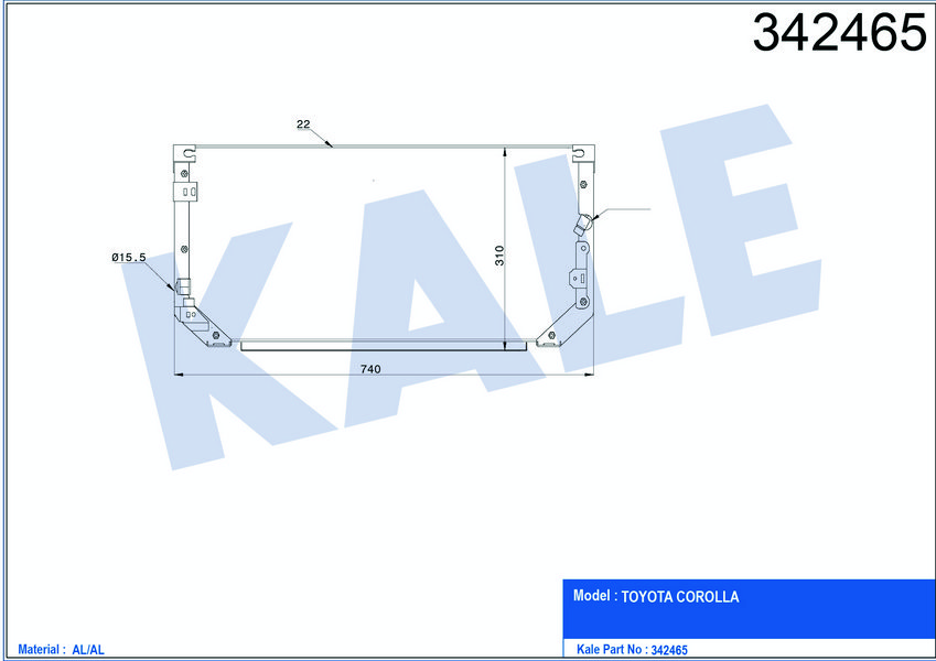 KLIMA RADYATORU TOYOTA COROLLA AE111 KASA 1998 2002 (740×318×22)