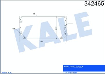 KLIMA RADYATORU TOYOTA COROLLA AE111 KASA 1998 2002 (740×318×22)