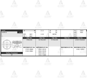 PİSTON TAKIM RAV-4 2.0L / AVENSIS 01-03 / 86.50mm / 1AZFSE / 0.50