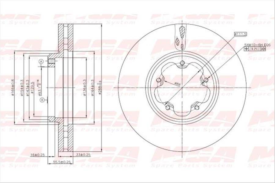 FREN DISK ON HAVA KANALLI 288-5 ( FORD: TRANSIT CUSTOM V362 14 -  )