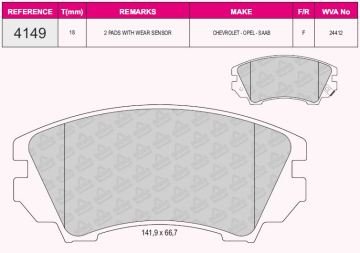 ÖN BALATA OPEL ASTRA J 12=>14=> INSIGNIA 08=>11=> ZAFIRA 11=> SAAB 9.5 10=> MALIBU 17 JANT