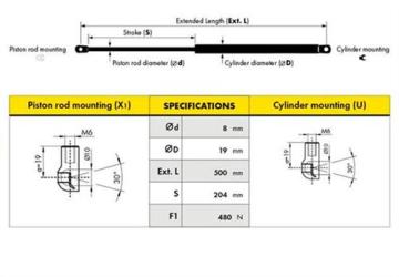 MOTOR KAPUT AMORTİSÖRÜ TOLEDO 98=> (D0092-1)