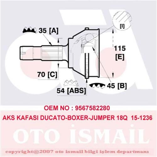 (X) Aks Kafası Dış Ducato-Boxer-Jumper 18Q (94-02) Abs'Li (15-1236)