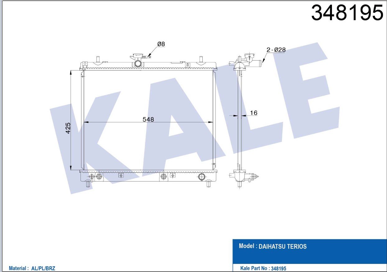 RADYATÖR SU TERIOS 05=> 16mm 1.5 A-T BRAZING
