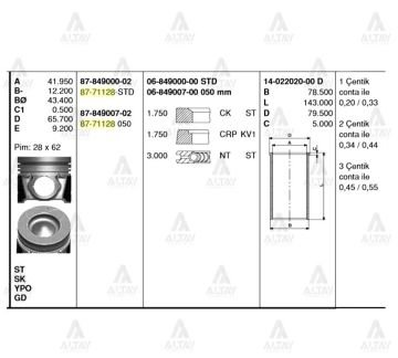 PİSTON SEGMANLI ACCENT 06-11 ERA DİZEL / GETZ 06-11 DİZEL STD