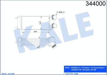 TURBO SOGUTUCU RADYATOR (INTERCOLL) P307 YM C4 C4 PICASSO DV6 (1,6HDI) 06>OLCU: (300×147×85)