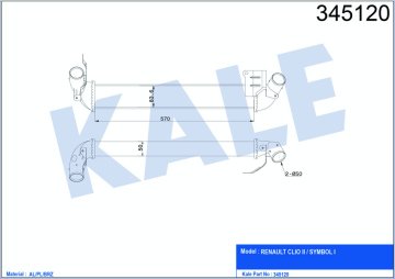 TURBO RADYATORU INTERCOOLER CLIO SYMBOL 01=> CLIO II 04=> 1.5 DCI AL/PL/BRZ
