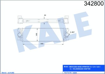 TURBO RADYATÖRÜ (INTERCOOLER) CRAFTER 06> 2.5TDI (AL/PL/BRZ) (640x202x64)