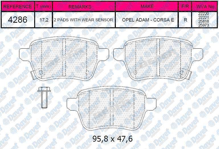 FREN BALATASI ARKA WVA 22220 CORSA E 2015>