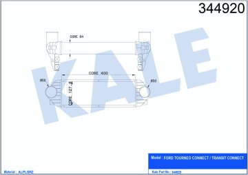 TURBO RADYATÖRÜ (INTERCOOLER) TRANSİT/TOURNEO CONNECT 1.8TDCİ (02-13) (AL/PL/BRZ)(400x130x65)