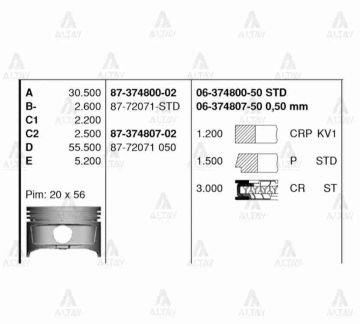 SEGMAN COROLLA 92-00 1.6 4AFE ENJEKSİYONLU 81.00mm 050