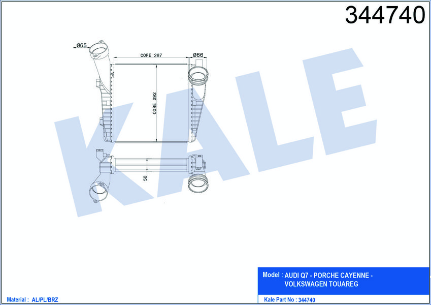 TURBO RADYATORU (SOL) TOUAREG 2,5 5,0TDI 03>10 Q7 3,0 4,2TDI 06>15 CAYENNE 4,2 02>07