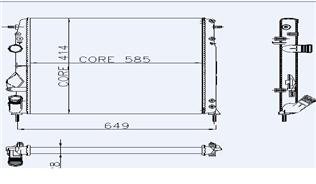 MOTOR RADYATOR MEGANE 1,4 / 1,6 / 2,0 MEKANIK KLIMALI (2 SIRA AL+PL) (585×414,5×28)