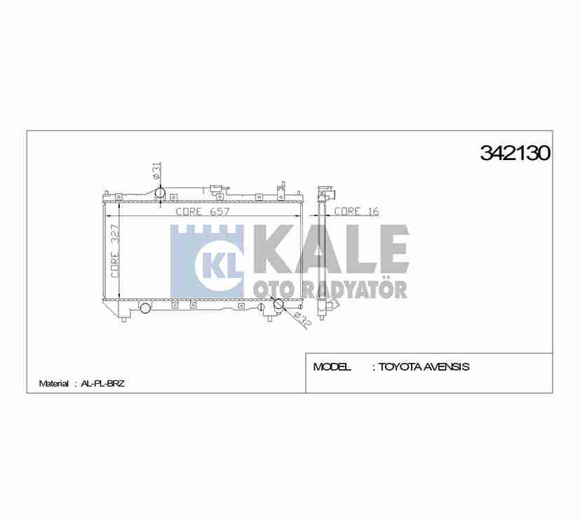 RADYATÖR SU COROLLA 00-02 26mm A-T BRAZING