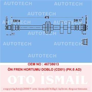 ÖN FREN HORTUMU DOBLO 01=> STRADA 99=> (CD01) (PK:5 AD) (TST01)