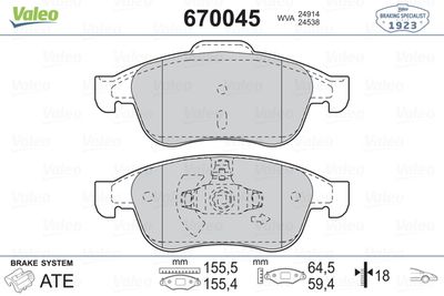 DISK FREN BALATA ON RENAULT MEGANE III/SCENIC III/FLUENCE/CAPTUR/DACIA DUSTER/LODGY/DOKKER WVA 24914