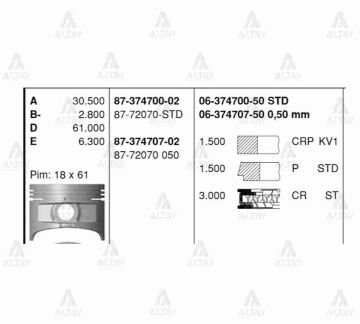 SEGMAN COROLLA 88-95 1.6 4AF KARBÜRATÖRLÜ 81.50mm 050